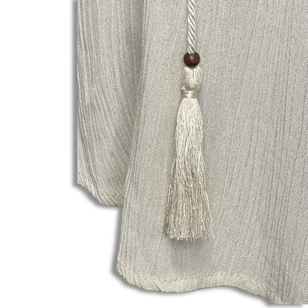 BOHO Embroidered Peasant Top Taupe Beige Tan Crepe Joseph A. Sz S - Picture 3 of 9
